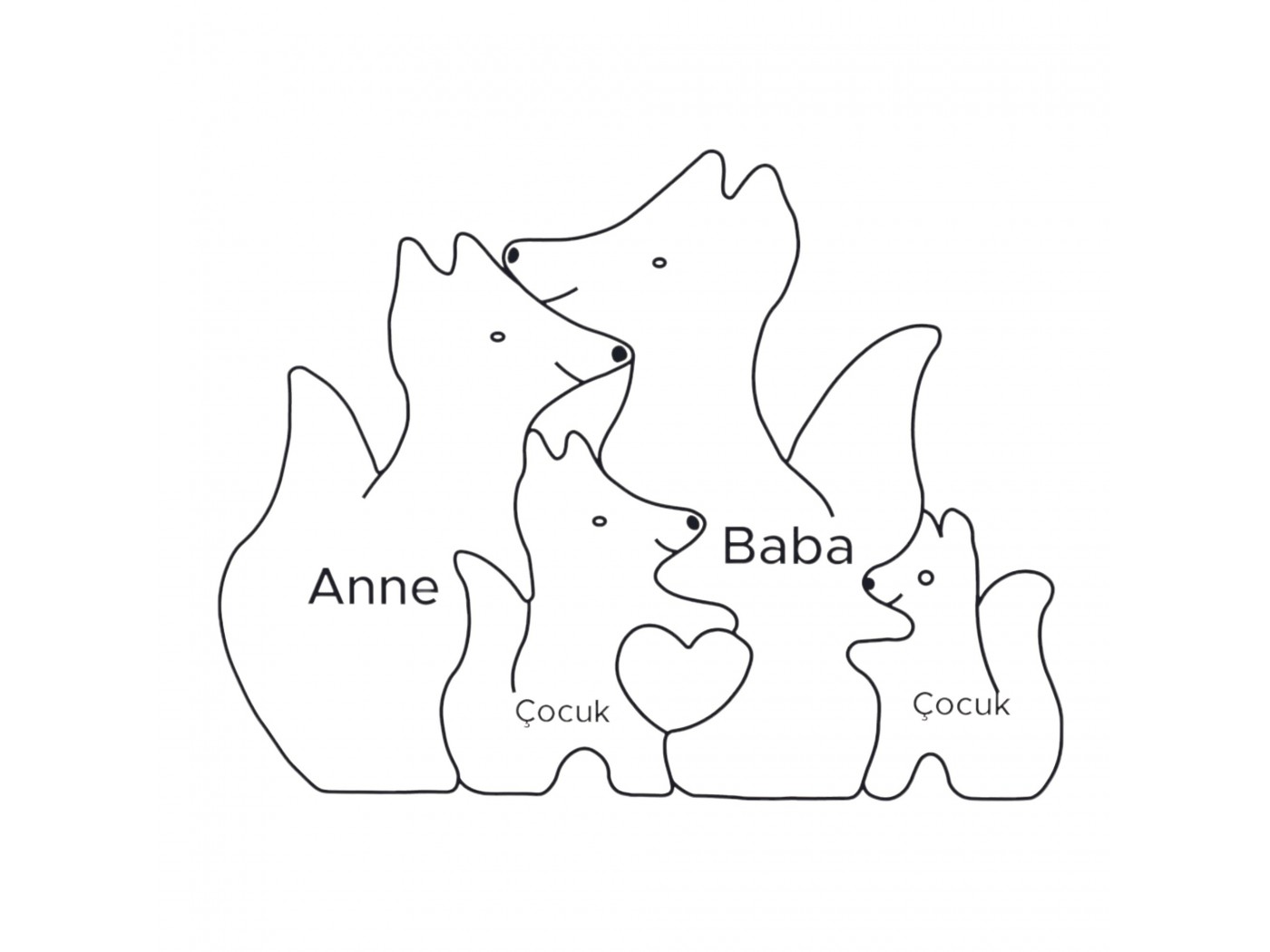 Tilki Ailesi Ahşap Puzzle