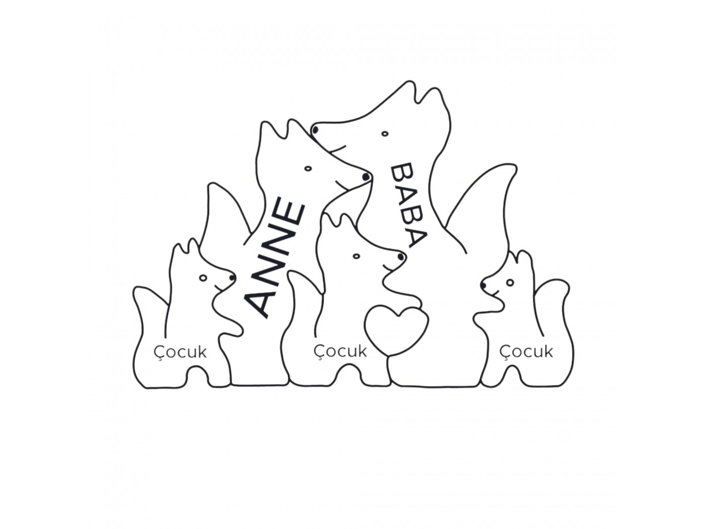 Tilki Ailesi Ahşap Puzzle
