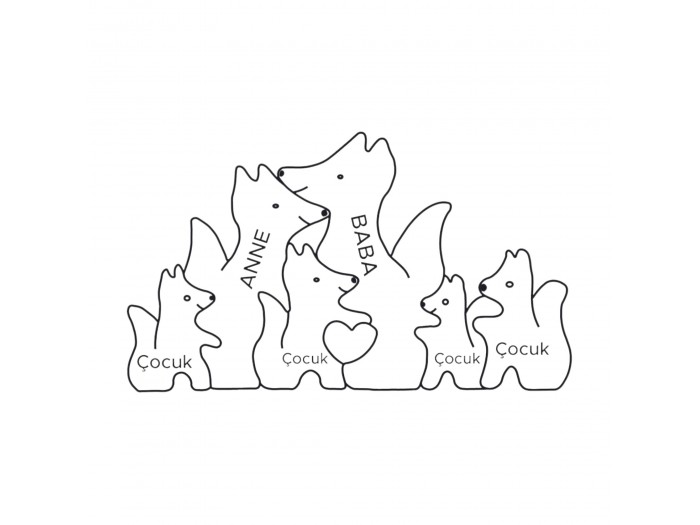 Tilki Ailesi Ahşap Puzzle   