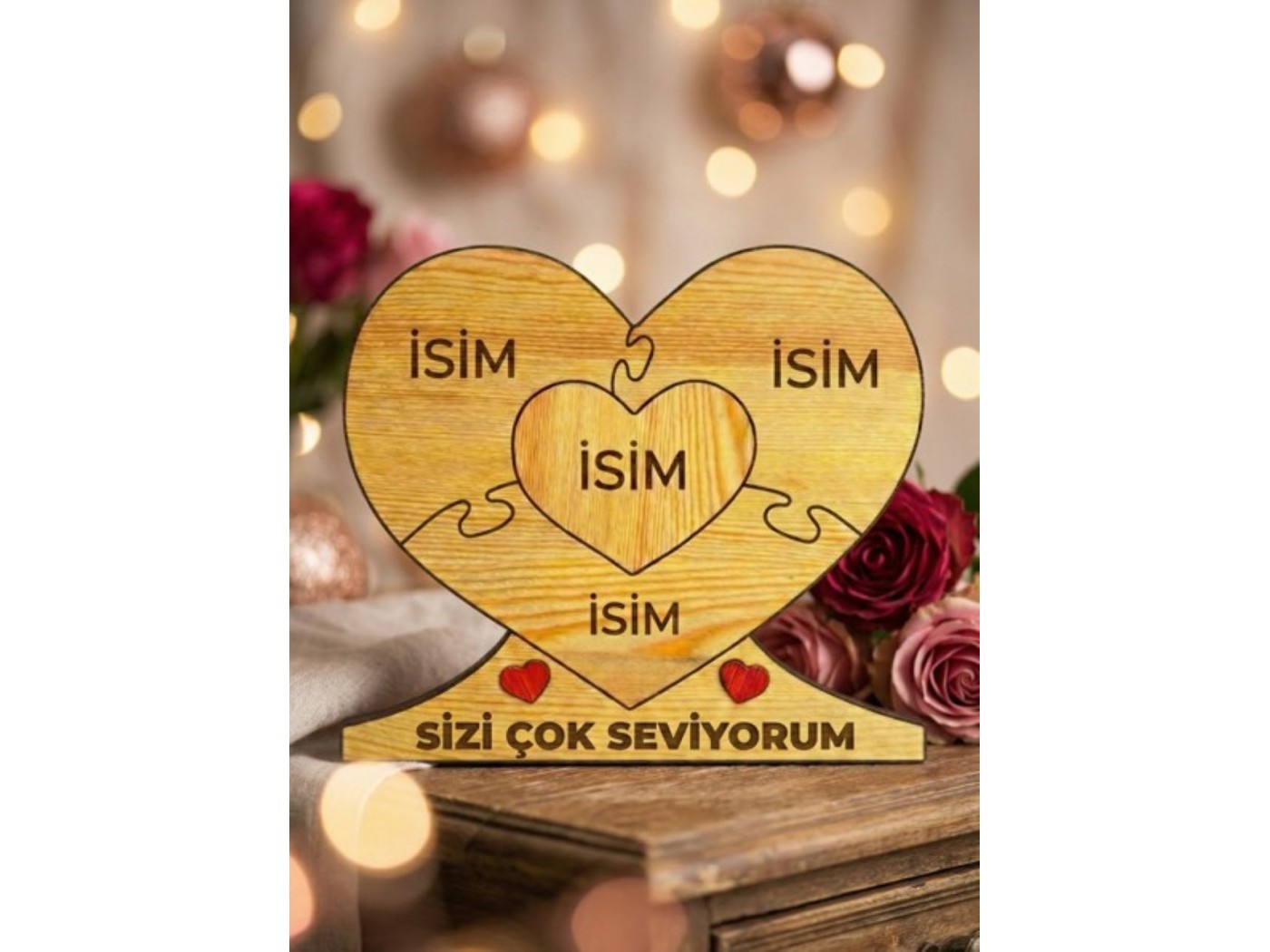 Kalp İçinde Kalp Ahşap Puzzle
