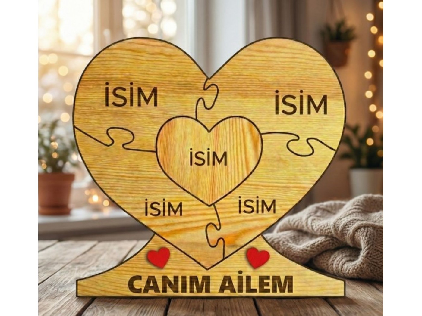 Kalp İçinde Kalp Ahşap Puzzle