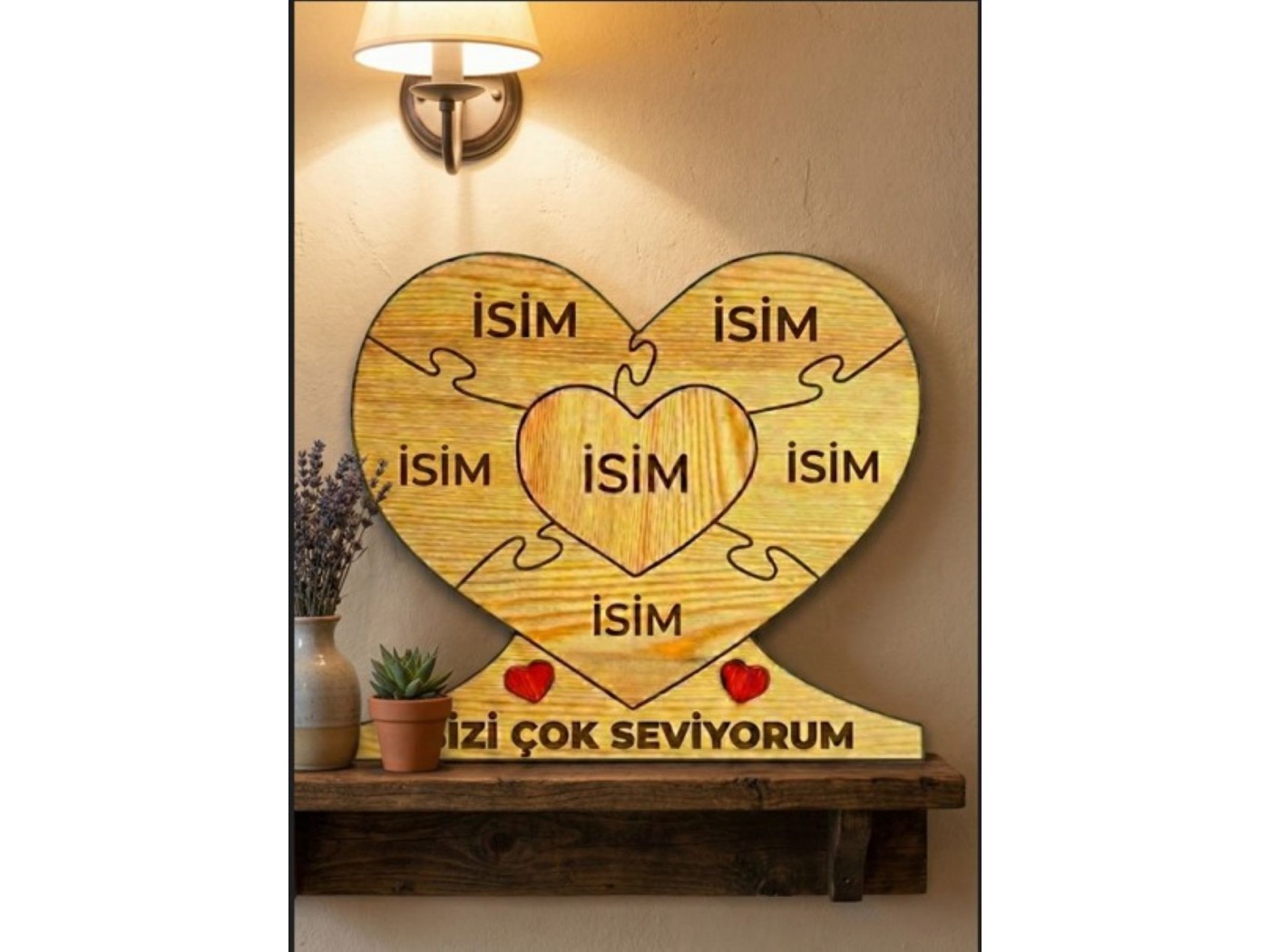 Kalp İçinde Kalp Ahşap Puzzle