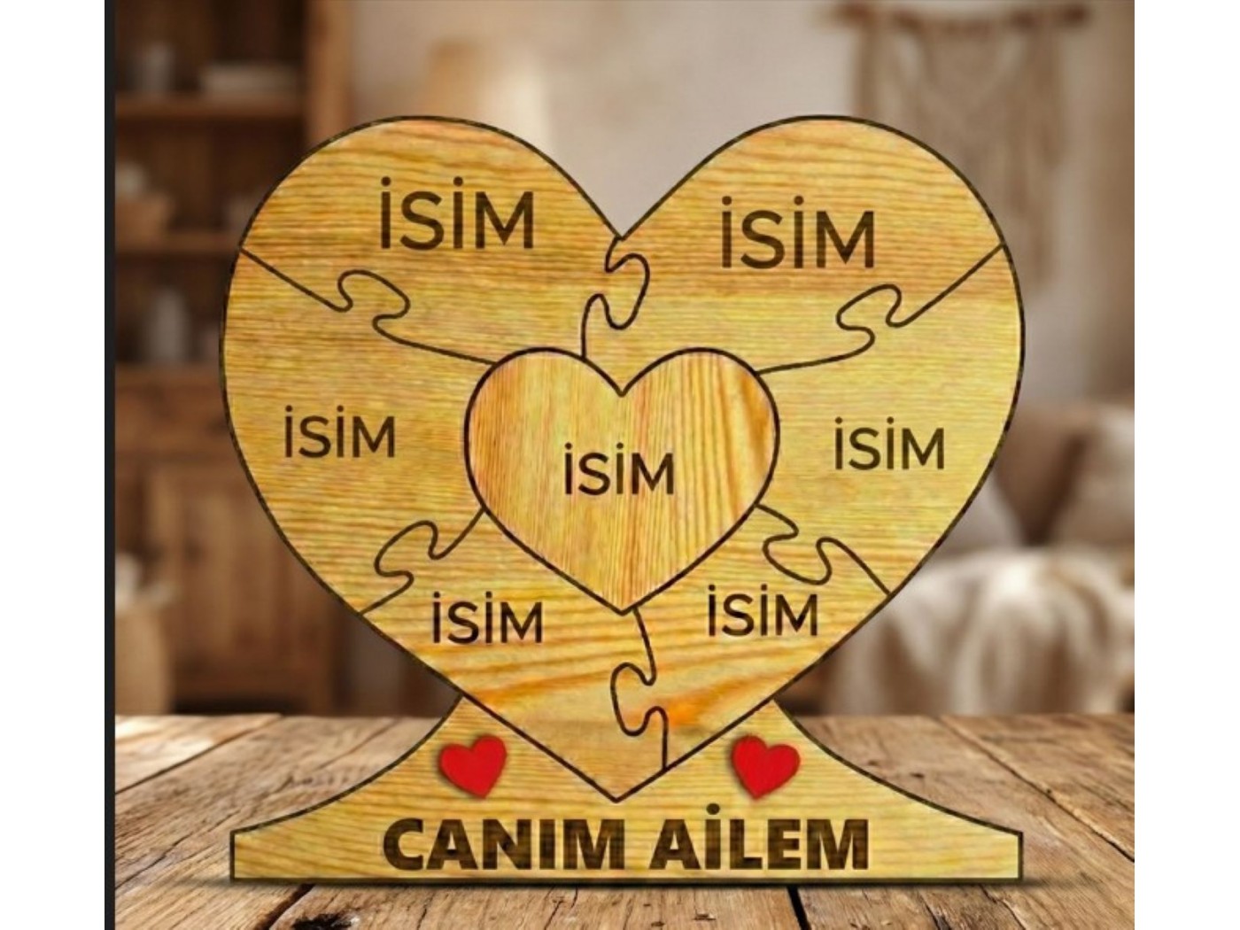 Kalp İçinde Kalp Ahşap Puzzle
