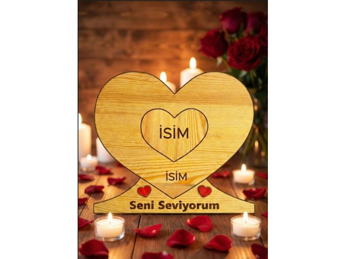 Kalp İçinde Kalp Ahşap Puzzle   