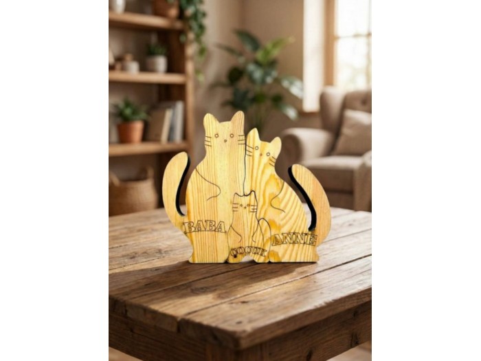 Kedi Ailesi Ahşap Puzzle   