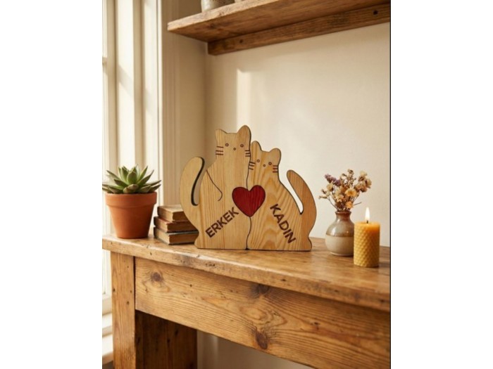 Kedi Ailesi Ahşap Puzzle   