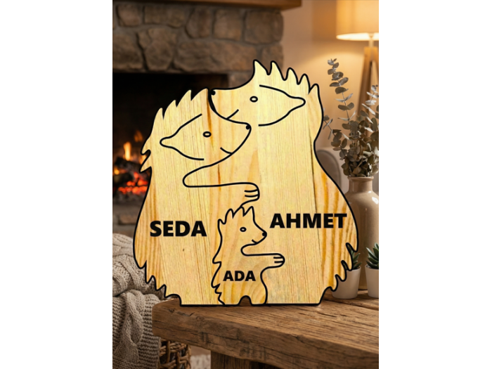 Kirpi Ailesi Ahşap Puzzle   