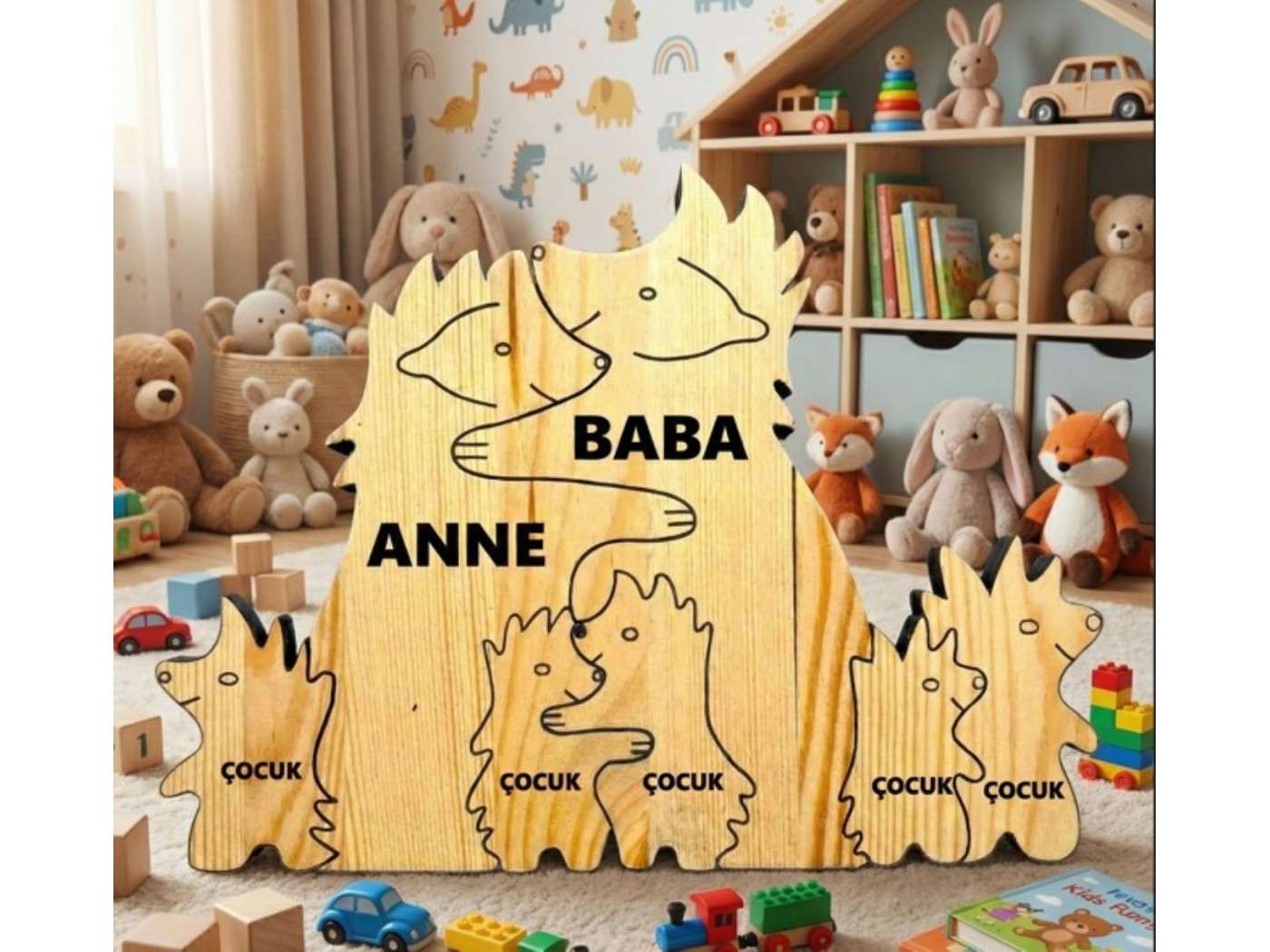 Kirpi Ailesi Ahşap Puzzle