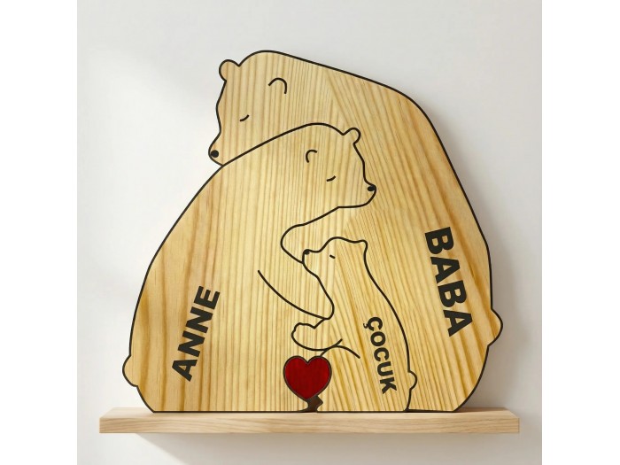 Sarılmış Ayı Ailesi Ahşap Puzzle Sarılmış Ayı Ailesi Ahşap Puzzle