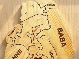 Sarılmış Ayı Ailesi Ahşap Puzzle   