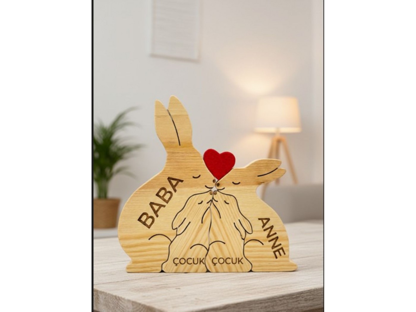 Tavşan Ailesi Ahşap Puzzle