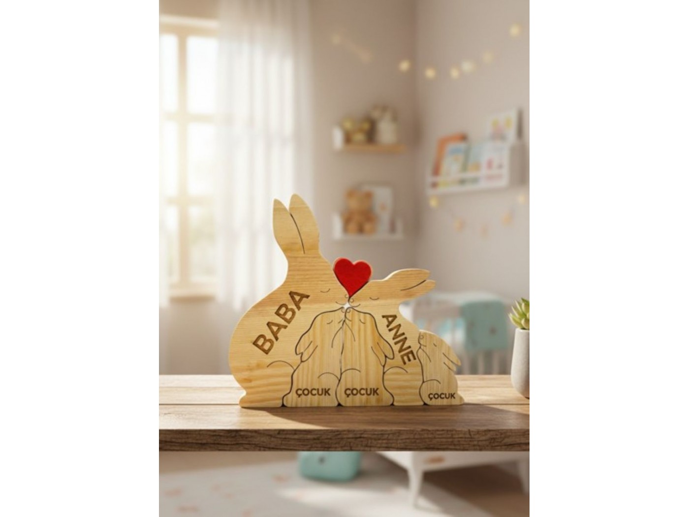 Tavşan Ailesi Ahşap Puzzle