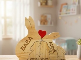 Tavşan Ailesi Ahşap Puzzle