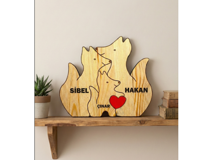 Tilki Ailesi Ahşap Puzzle   